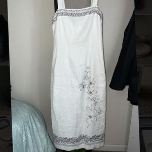 Ann Taylor White Linen Floral Dress